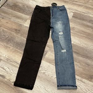 Split denim pants